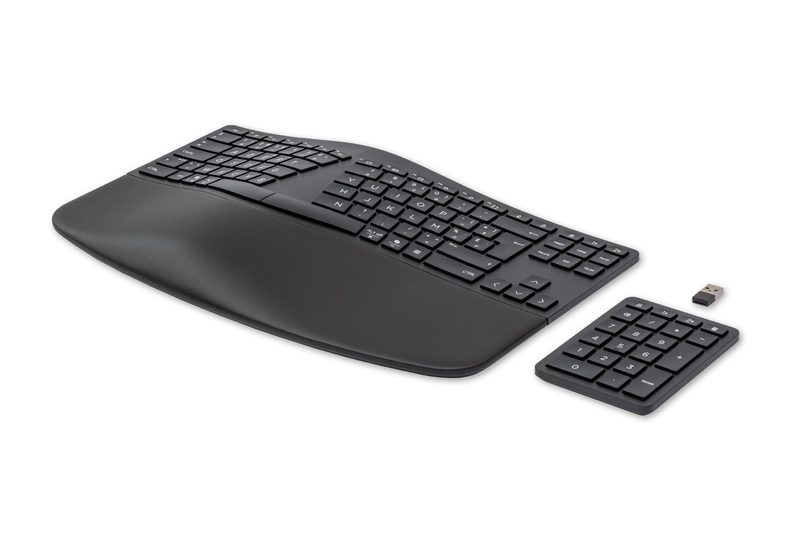 HP 960 Ergonomic Wireless keyboard Home RF Wireless + Bluetooth AZERTY Belgian Black
