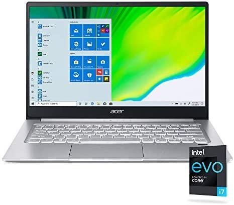 Acer Swift 3 Intel Evo Thin & Light Laptop, 14″ Full HD, Intel Core i7-1165G7, Intel Iris Xe Graphics, 8GB LPDDR4X, 256GB NVMe SSD, Wi-Fi 6, Fingerprint Reader, Back-lit KB, SF314-59-75QC