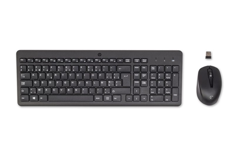 HP 330 Wireless Mouse and Combination keyboard Mouse included Universal RF Wireless AZERTY Belgian Black