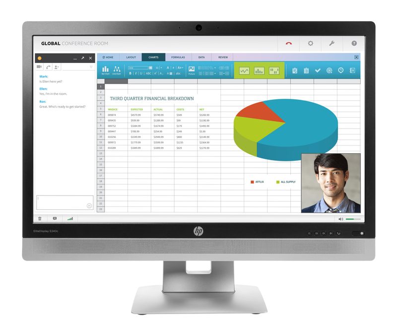 HP EliteDisplay E240c computer monitor 60.5 cm (23.8") 1920 x 1080 pixels Full HD LED Black, Silver