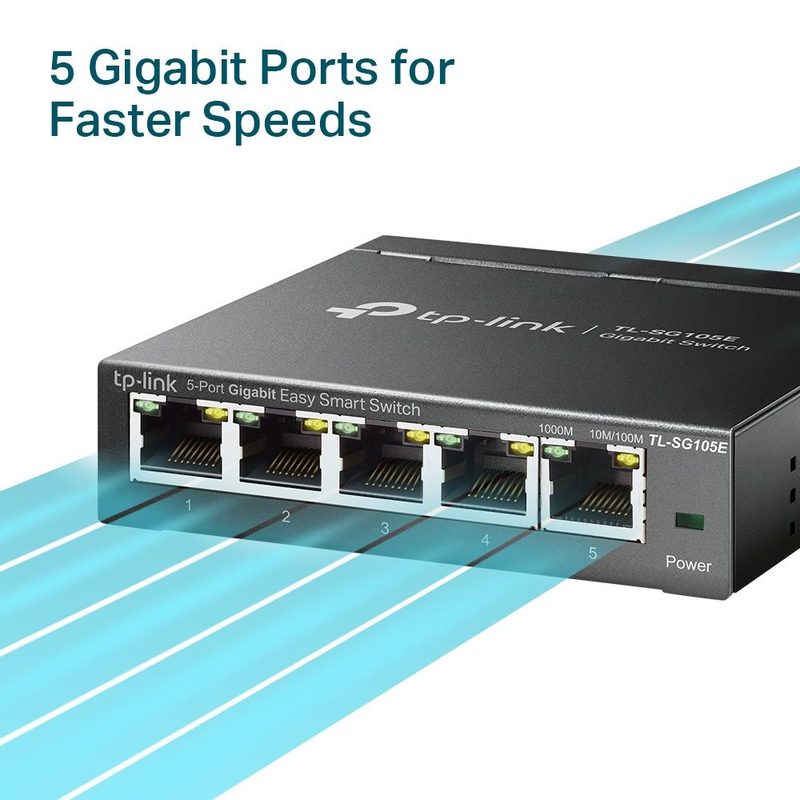 TP-Link TL-SG105E(UN) network switch Managed L2 Gigabit Ethernet (10/100/1000) Black