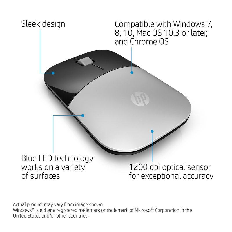 MOUSE HP Z3700 WIRELESS MOUSE SILVER -X7Q44AA#ABB