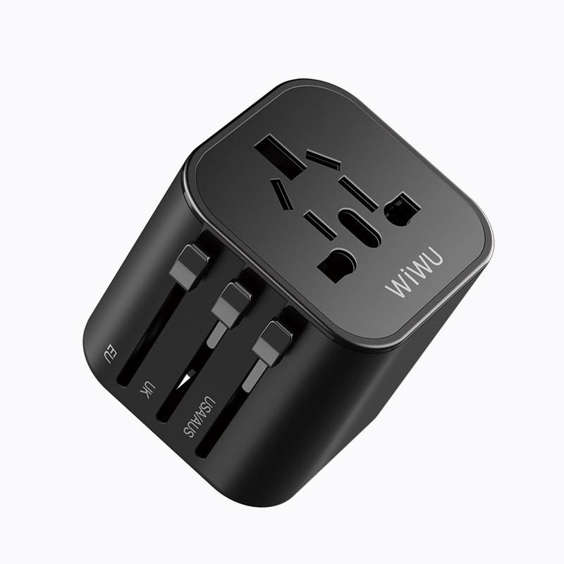 WiWU UA101 Black ABS+PC Material Universal Travel Adapter For Video Game Player