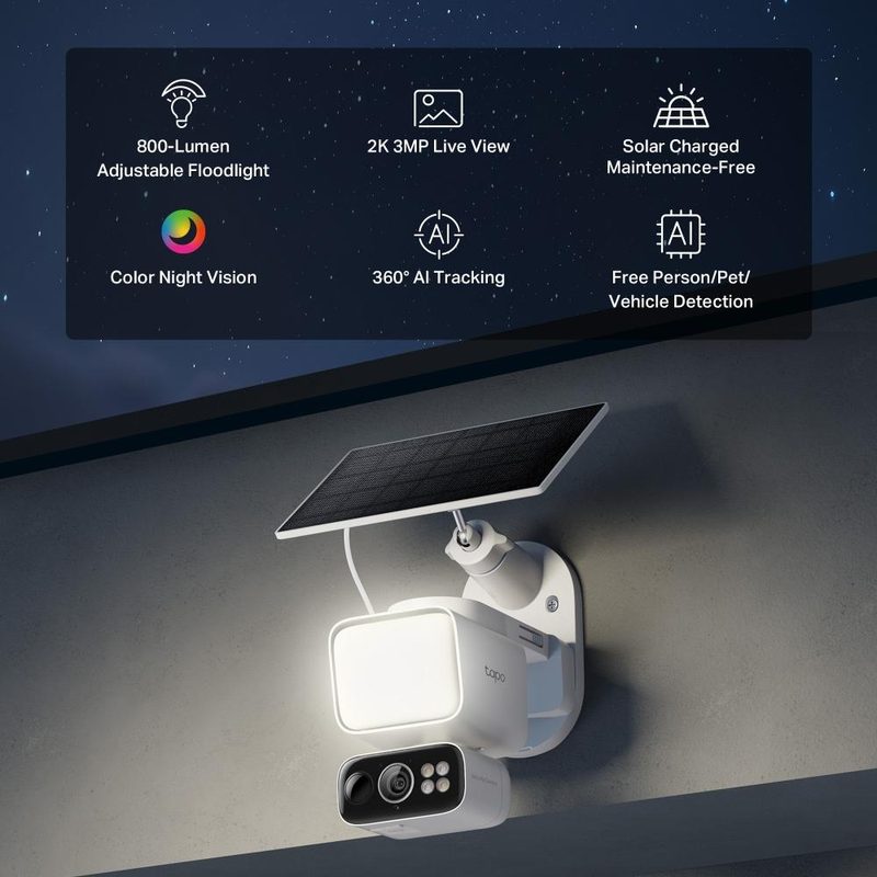 TP-Link Tapo Solar-Powered Floodlight Pan/Tilt Security Camera Kit