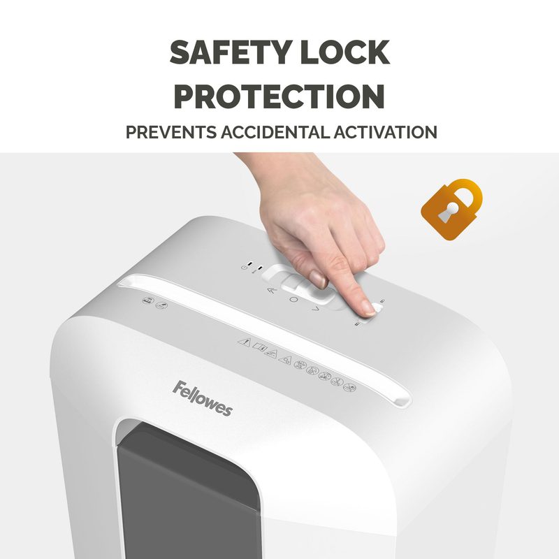 Fellowes LX Series Paper Shredder LX25 6 Sheet Cross Cut Shredder with 11.5 Litre Bin High Security P4 White