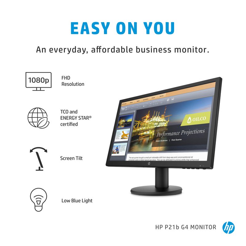 HP P-Series P21b G4 computer monitor 52.6 cm (20.7") 1920 x 1080 pixels Full HD LED Black