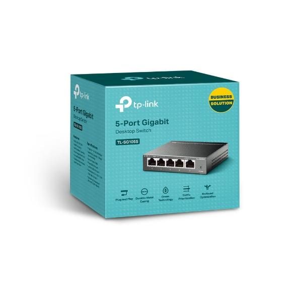 TP-Link TL-SG105S(UN) network switch Unmanaged Gigabit Ethernet (10/100/1000) Desktop Black
