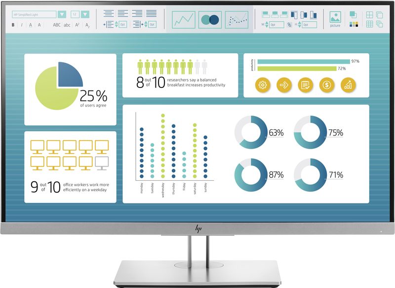 HP EliteDisplay E273 computer monitor 68.6 cm (27") 1920 x 1080 pixels Full HD LED Black, Silver