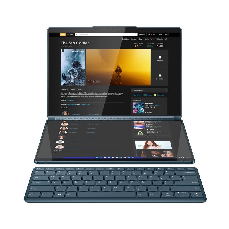 Lenovo Yoga Book 9 13IRU8 Intel® Core™ i7 i7-1355U Hybrid (2-in-1) 33.8 cm (13.3") Touchscreen 2.8K 16 GB LPDDR5x-SDRAM 1 TB SSD Wi-Fi 6E (802.11ax) Windows 11 Home Teal