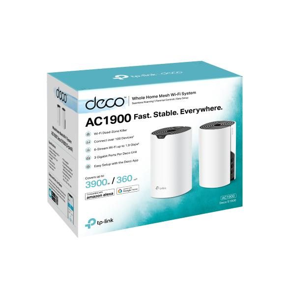 TP-Link DECO S1900(2-PACK) mesh wi-fi system Dual-band (2.4 GHz / 5 GHz) Wi-Fi 5 (802.11ac) White 3 Internal