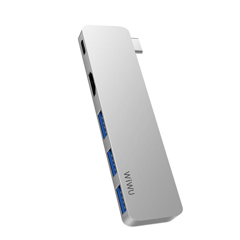 WiWU T6 Pro USB-C Hub To USB 3.0 PD Fast Charge 4K HDMI Laptop Adapter Dongle Macbook