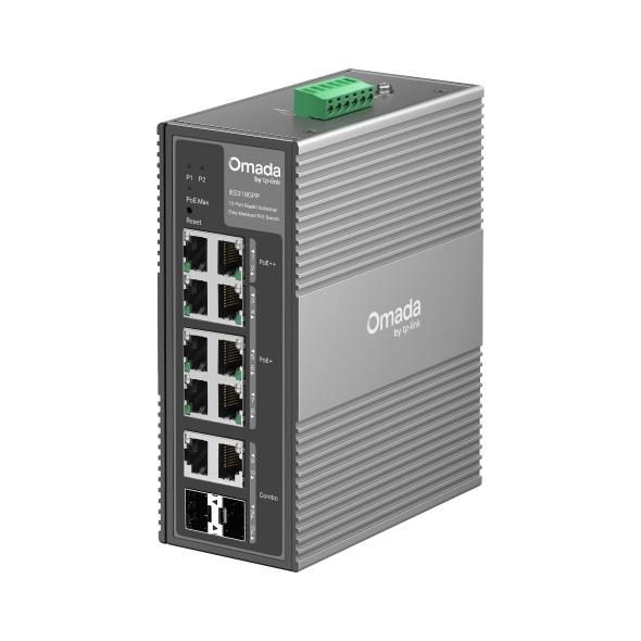 TP-Link Omada 10-Port Gigabit Industrial Easy Managed Switch with 6-Port PoE+ and 2-Port PoE++