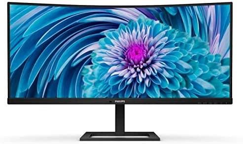Philips 346E2CUAE 34″ Curved Frameless, UltraWide QHD 3440×1440,100Hz, 121% sRGB, 1ms MPRT, USB-C Docking, MultiView PIP/PBP, Height Adjustable, 4Yr Advance Replacement, Black