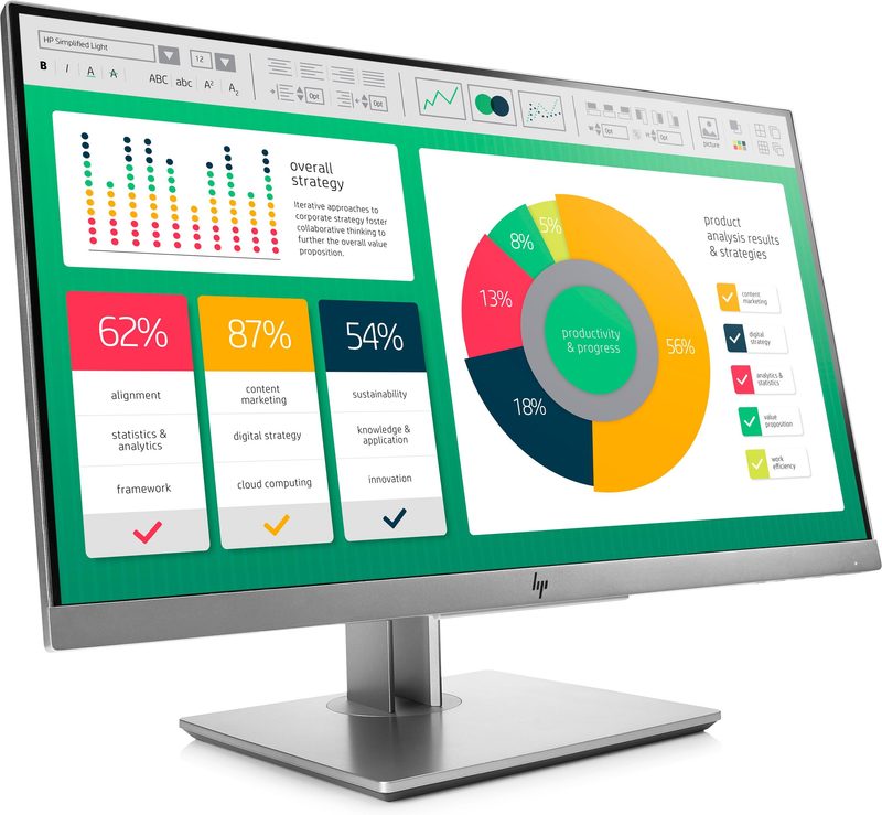 HP EliteDisplay E223 computer monitor 54.6 cm (21.5") 1920 x 1080 pixels Full HD LED Black, Silver