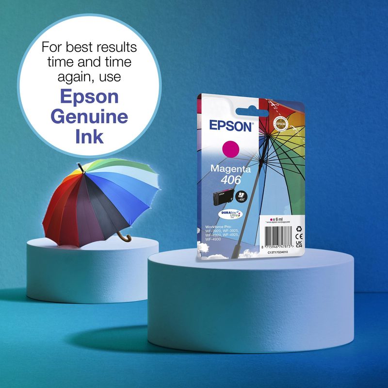 Epson Singlepack Magenta 406 DURABrite Ultra Ink RF/AM Tagged