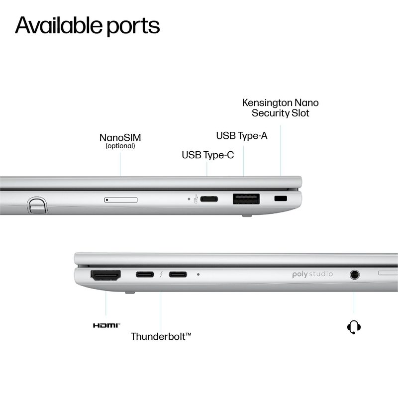 HP EliteBook 8 Flip G1i AI PC Intel Core Ultra 7 255U Hybrid (2-in-1) 33.8 cm (13.3") Touchscreen WUXGA 32 GB LPDDR5x-SDRAM 1 TB SSD Wi-Fi 7 (802.11be) Windows 11 Pro Silver