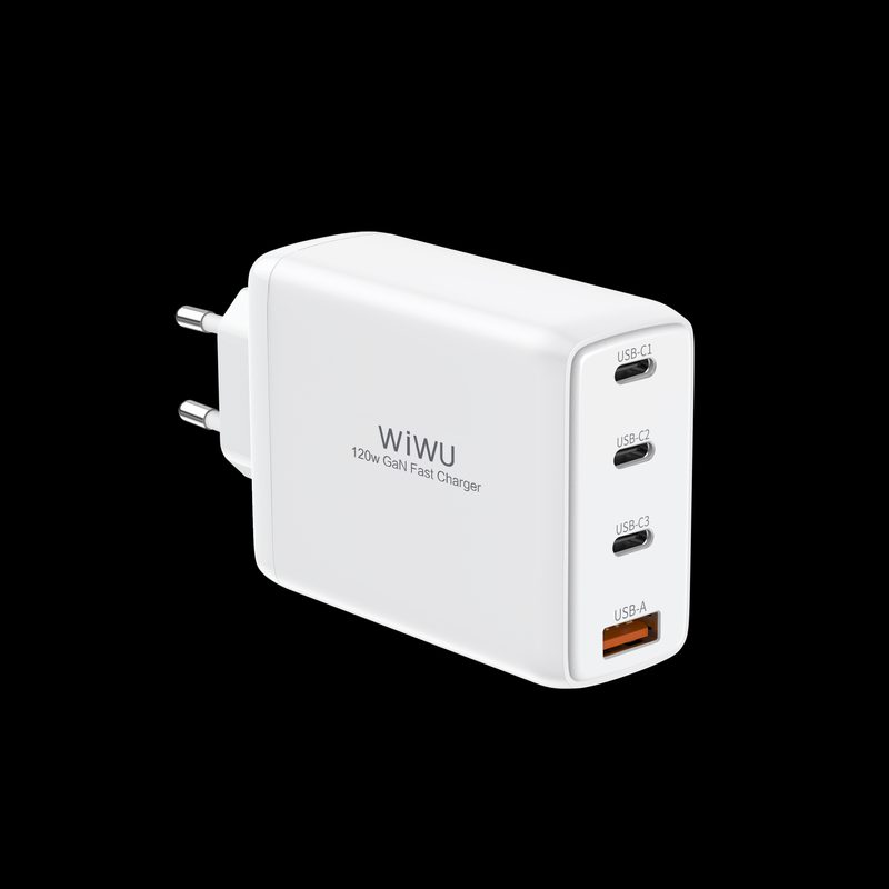 WIWU 120W USB Wall Charger 4 in 1 Mini GaN Quick Charger for Mobile Laptop UK EU US Plug Fast Charging