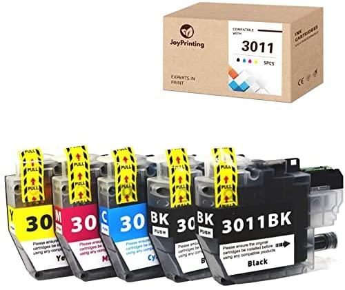 JoyPrinting LC-3011 Compatible Brother LC3011 3011 Ink Cartridges for Brother MFC-J491DW MFC-J497DW MFC-J690DW MFC-J895DW Printer, 5-Pack (2 Black, 1 Cyan, 1 Magenta, 1 Yellow)