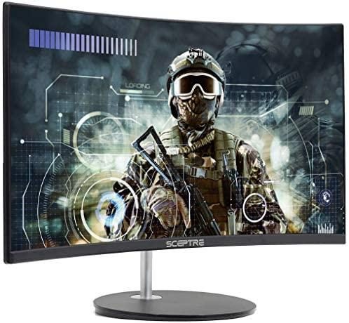 Sceptre Curved 24″ 75Hz Professional LED Monitor 1080p 98% sRGB HDMI VGA Build-in Speakers, Machine Black 2021