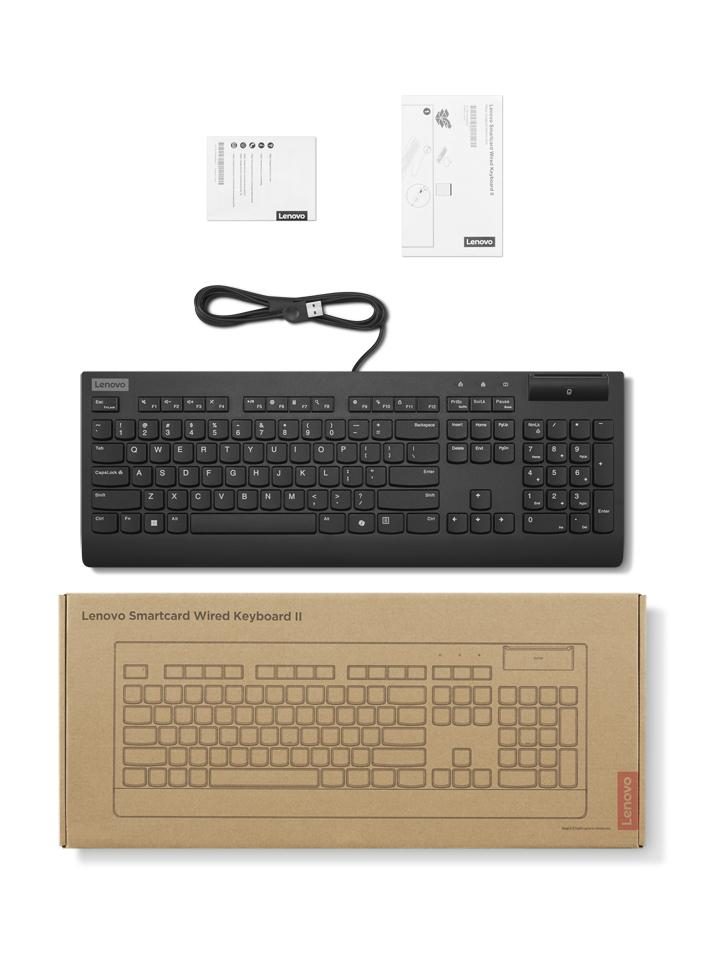Lenovo Smartcard Wired II keyboard Office USB Spanish Black