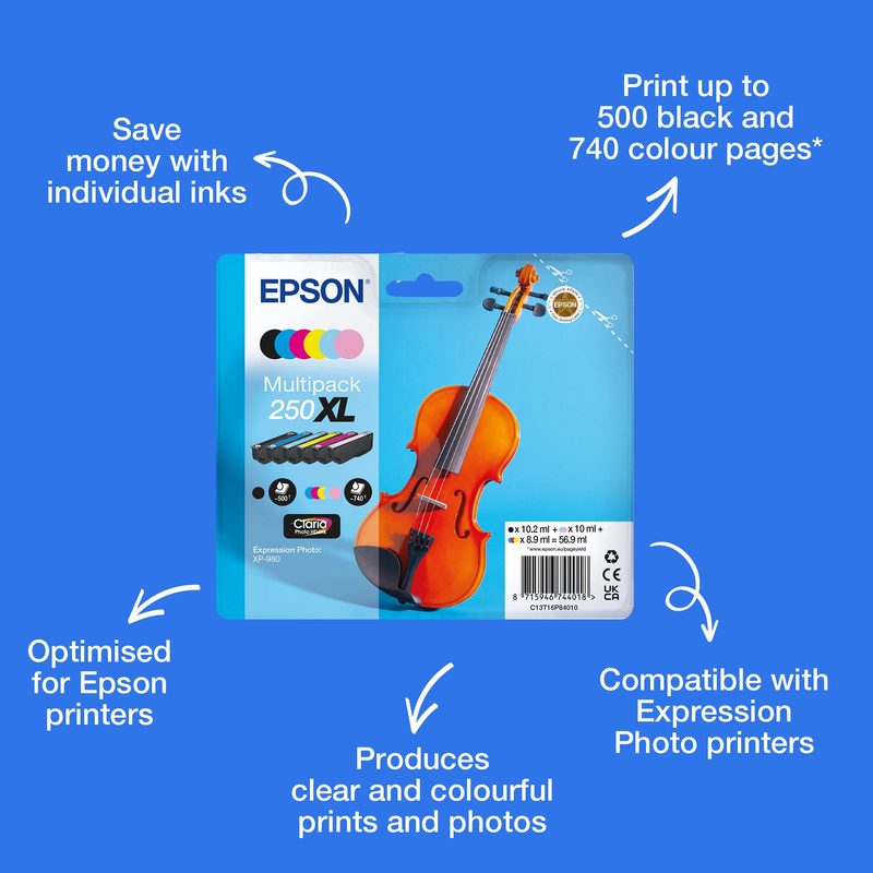 Epson Multipack 6-colours 250XL Violin Claria Photo HD Ink