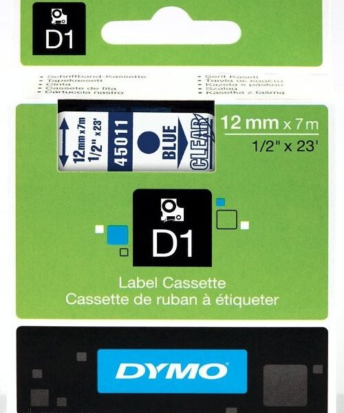 DYMO D1 Label Tape 12MMx7M Blue/Clear