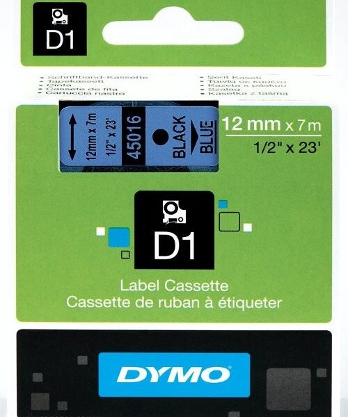Dymo  D1  Tape 12mm x 7m Blue
