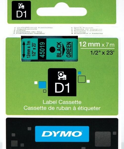 Dymo D1 Tape  12mm x 7m Green