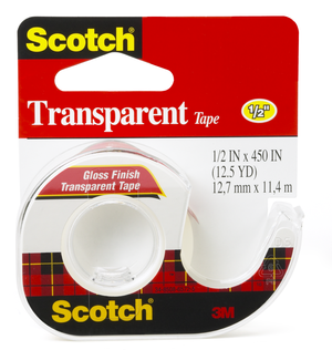3M 144 Scotch Transparent Tape, 1/2 in x 450