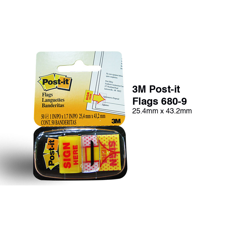 3M 680 9 Post-it Flags – 1″ x 1.7″, Printed Flags, 50 Flags