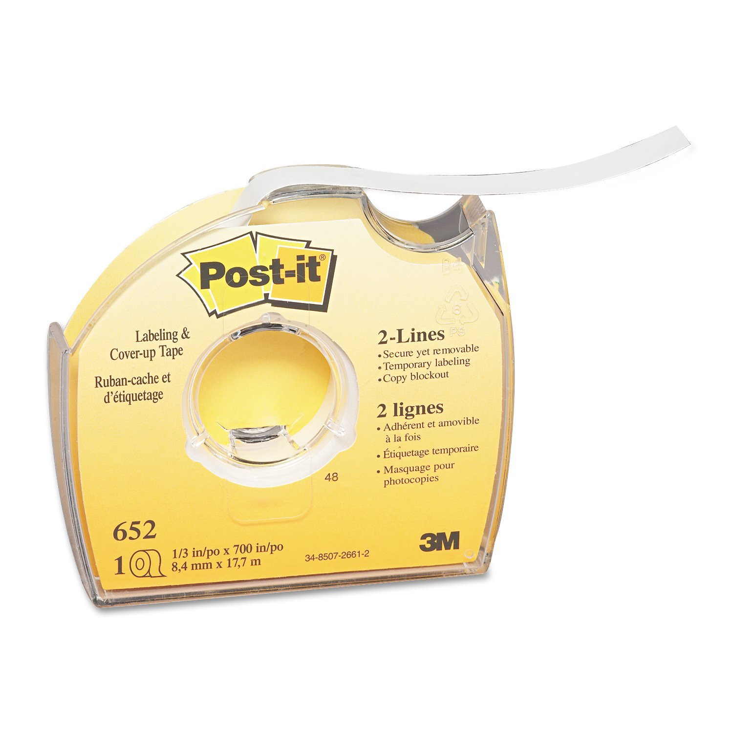 3M Post-it Labeling and Cover-Up Tape 652, 1/3-inch x 700 Inches