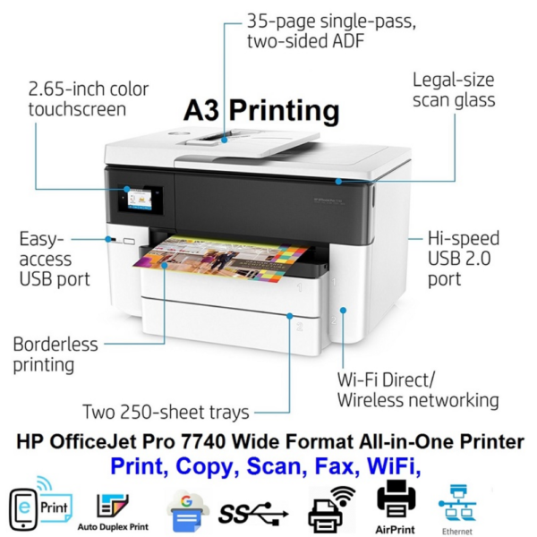 G5J38A – HP OfficeJet Pro 7740 Wide Format All-in-One Printer