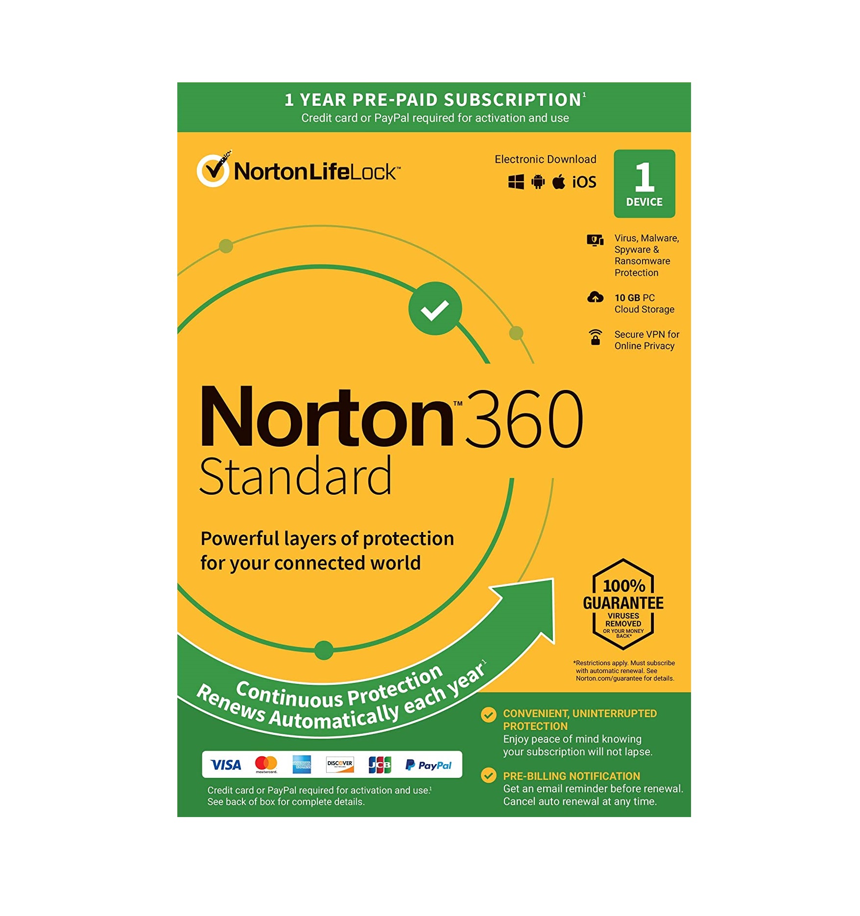 NORTON SECURITY STANDARD 1 DEVICE, 1 YEAR SUBSCRIPTION