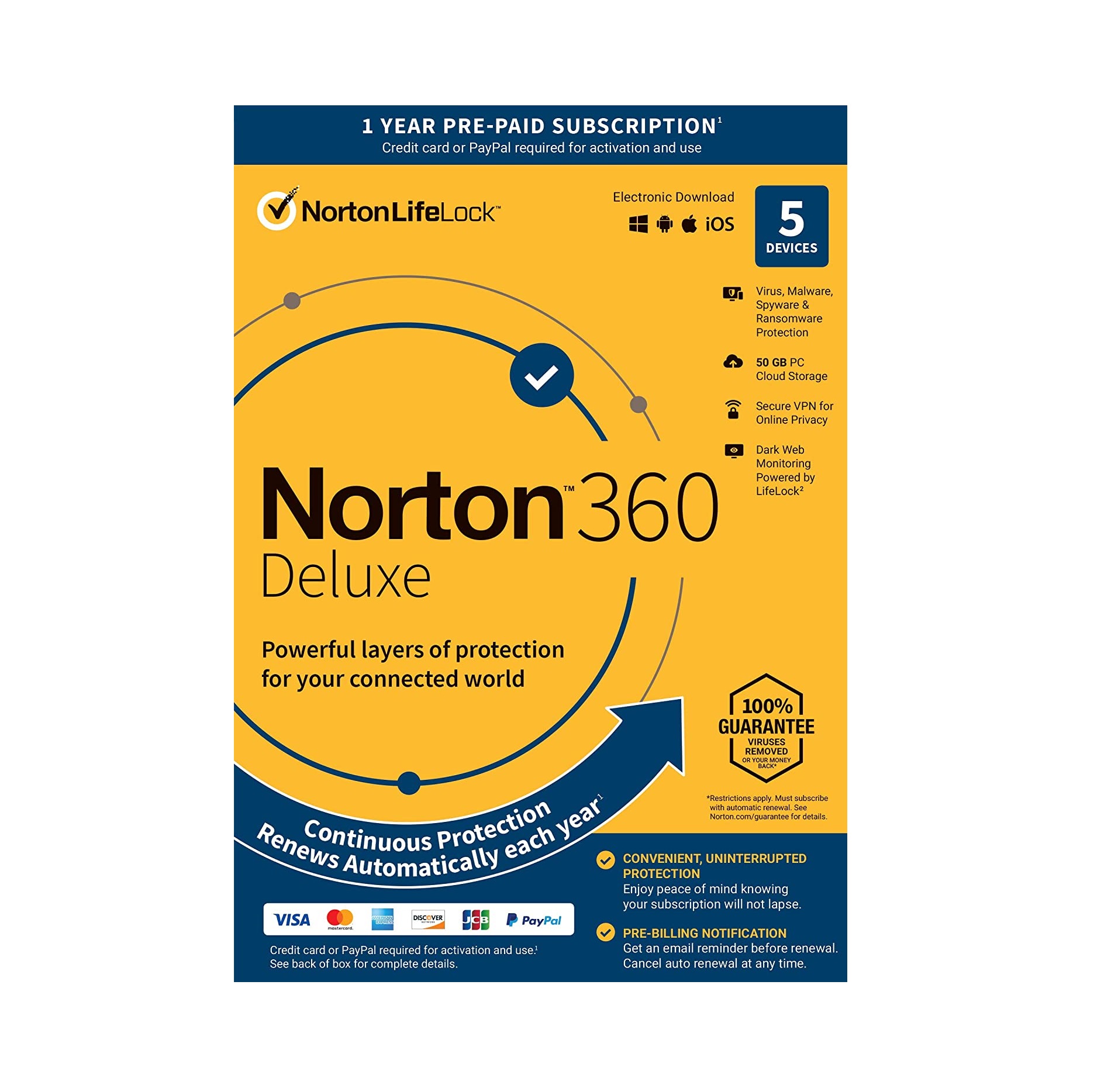 NORTON SECURITY DELUXE 5 DEVICES, 1 YEAR SUBSCRIPTION