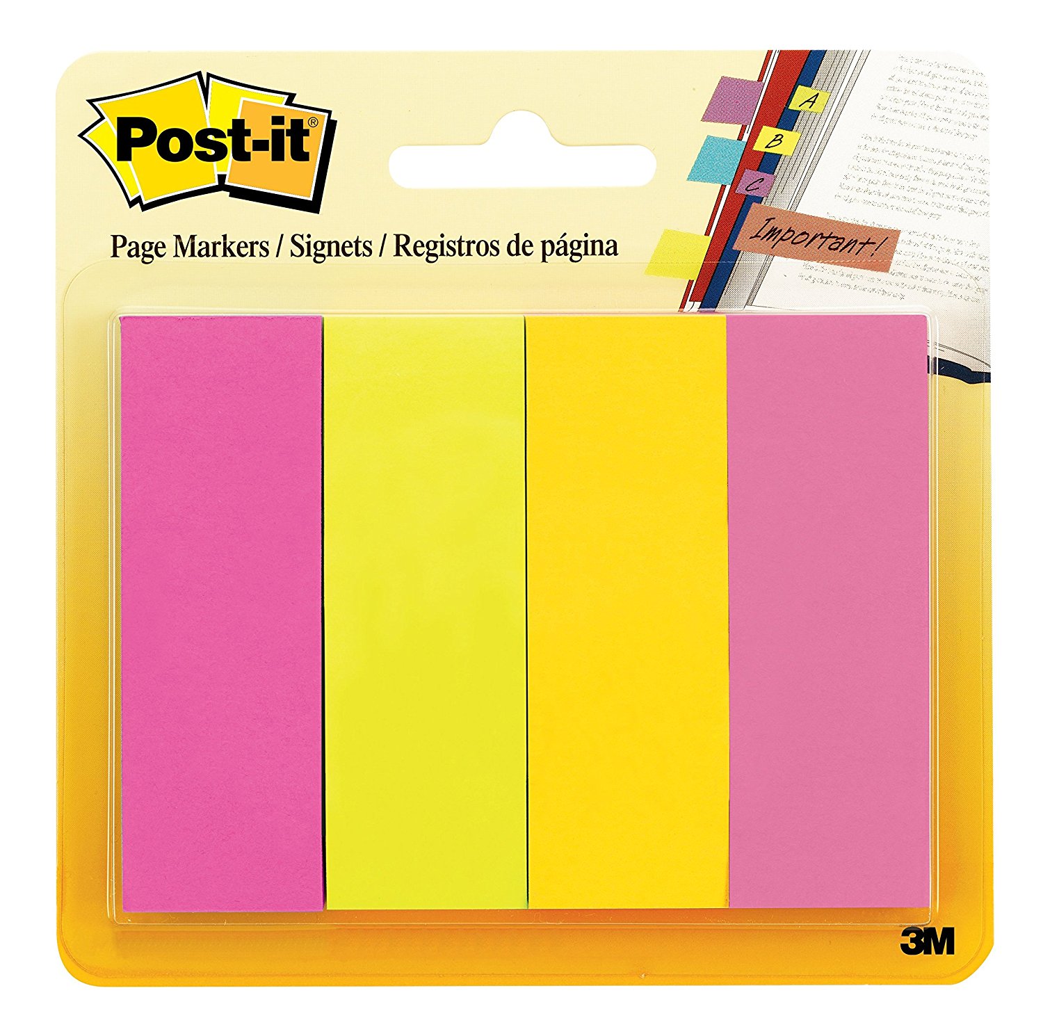3M Post-it 671-4AU Markers, Assorted Ultra Colors, 1 in x 3 in, 50 Sheets, 4 Pads/Pack