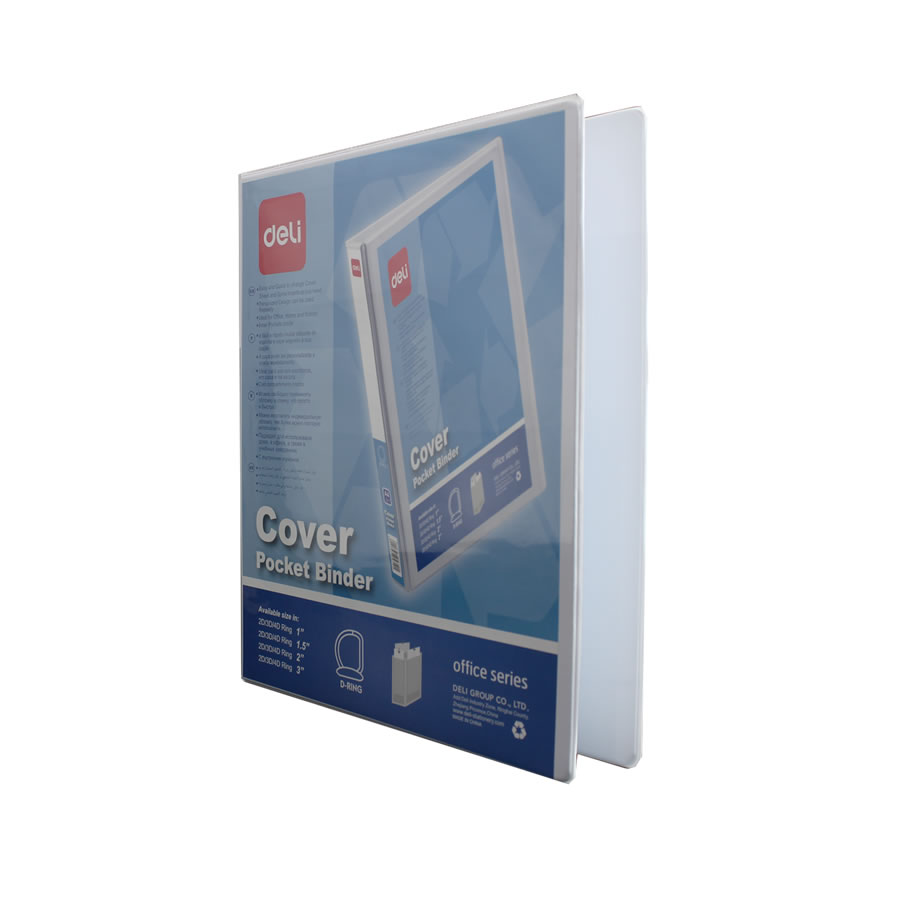 Deli [E5613A] 2D Cover Pocket Binder – 1.5″ – White