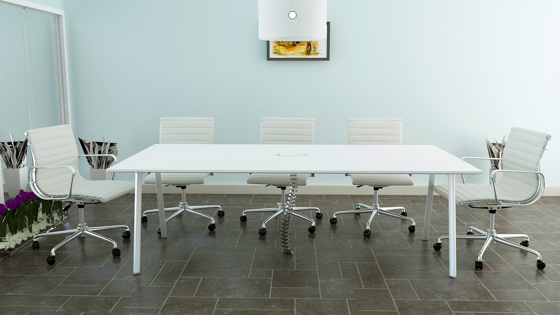 Fad Conference Table With Wire Management & Metal Leg  (L240 x W120 x H75)