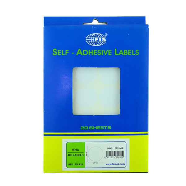 FIS OFFICE LABELS 25MM 20 SHEETS400 Sheets SLA25