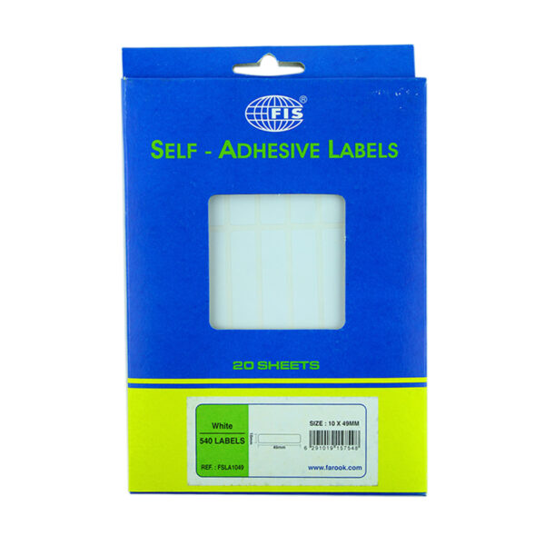 FIS OFFICE LABELS10X49MM 20 SHEETS540 LABELS,A6 SIZE FSLA1049