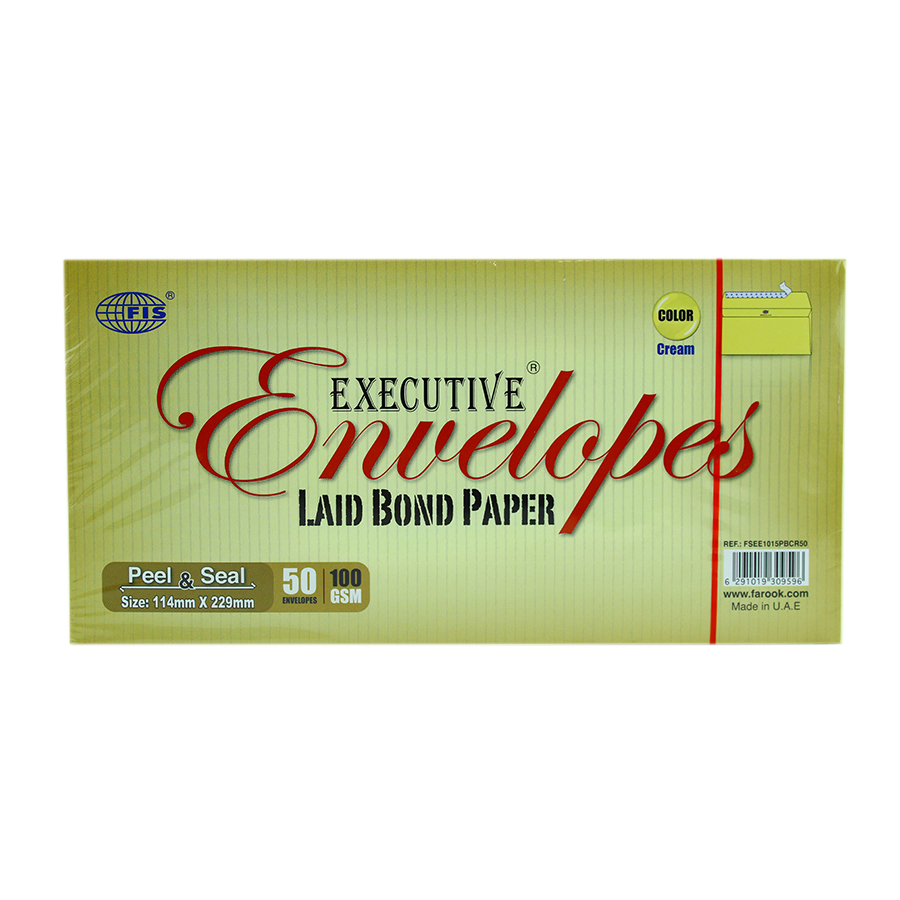 Executive Envelope – 100Gsm 114mm x 229mm  (FIS [FSEE1015PBCR50] )