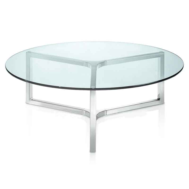 Center Table Round Clear Glass With Steel Base