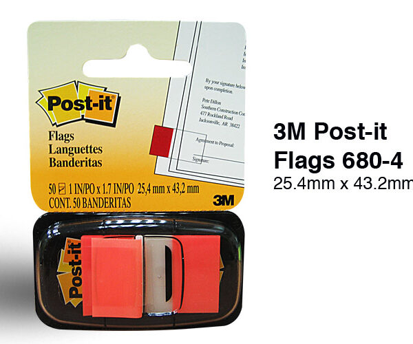 3M 680-4 POST-IT FLAGS ORANGE 1"X1 7" 50SH