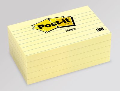 3M Post-it  635 Notes, 3 in x 5 in, Canary Yellow, Lined