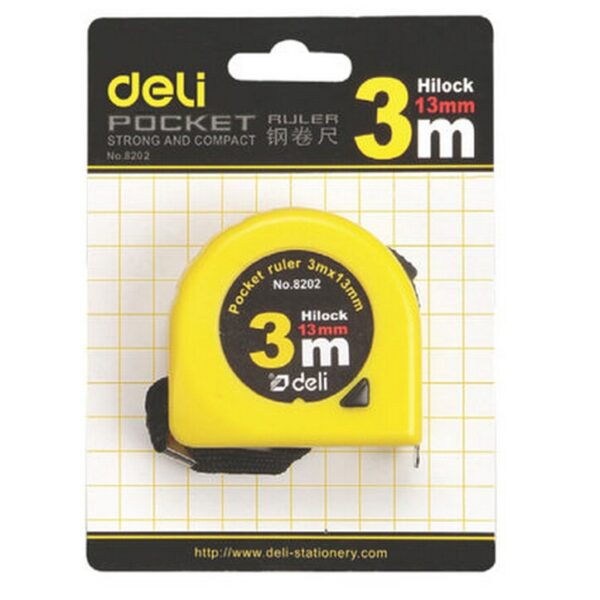 DELI POCKET RULER 3METER 13MM-8202