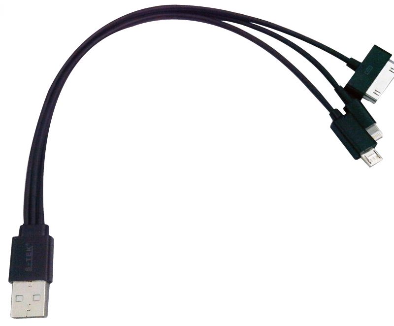S-Tek [660107] USB 2.0 A To 3 In 1 Charging Cable 0.25M