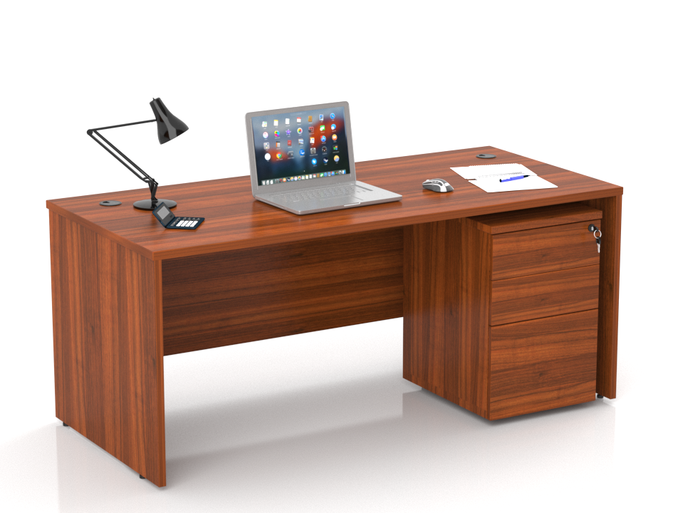 Standard Wooden Table [WT-1207] (1200x750x750 mm) With Mobile Drawer -Dark Walnut