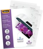 Fellowes Thermal Laminating Pouches, ImageLast, Jam Free, Letter Size, 3 Mil, 150 Pack (5200509), Clear