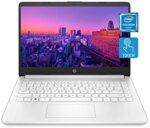 HP 14 Laptop, Intel Celeron N4020, 4 GB RAM, 64 GB Storage, 14-inch HD Touchscreen, Windows 10 Home, Thin & Portable, 4K Graphics, One Year of Microsoft 365 (14-dq0080nr, 2021, Snowflake White)