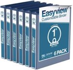 EasyView Premium 1-Inch Binders with Clear-View Covers, 3-Ring Binders for School, Office, or Home, Colored Binder Notebooks, Pack of 6, Round Ring, Royal Blue