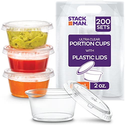 200 Sets - 2 oz.] Small Plastic Containers with Lids, Jello Shot